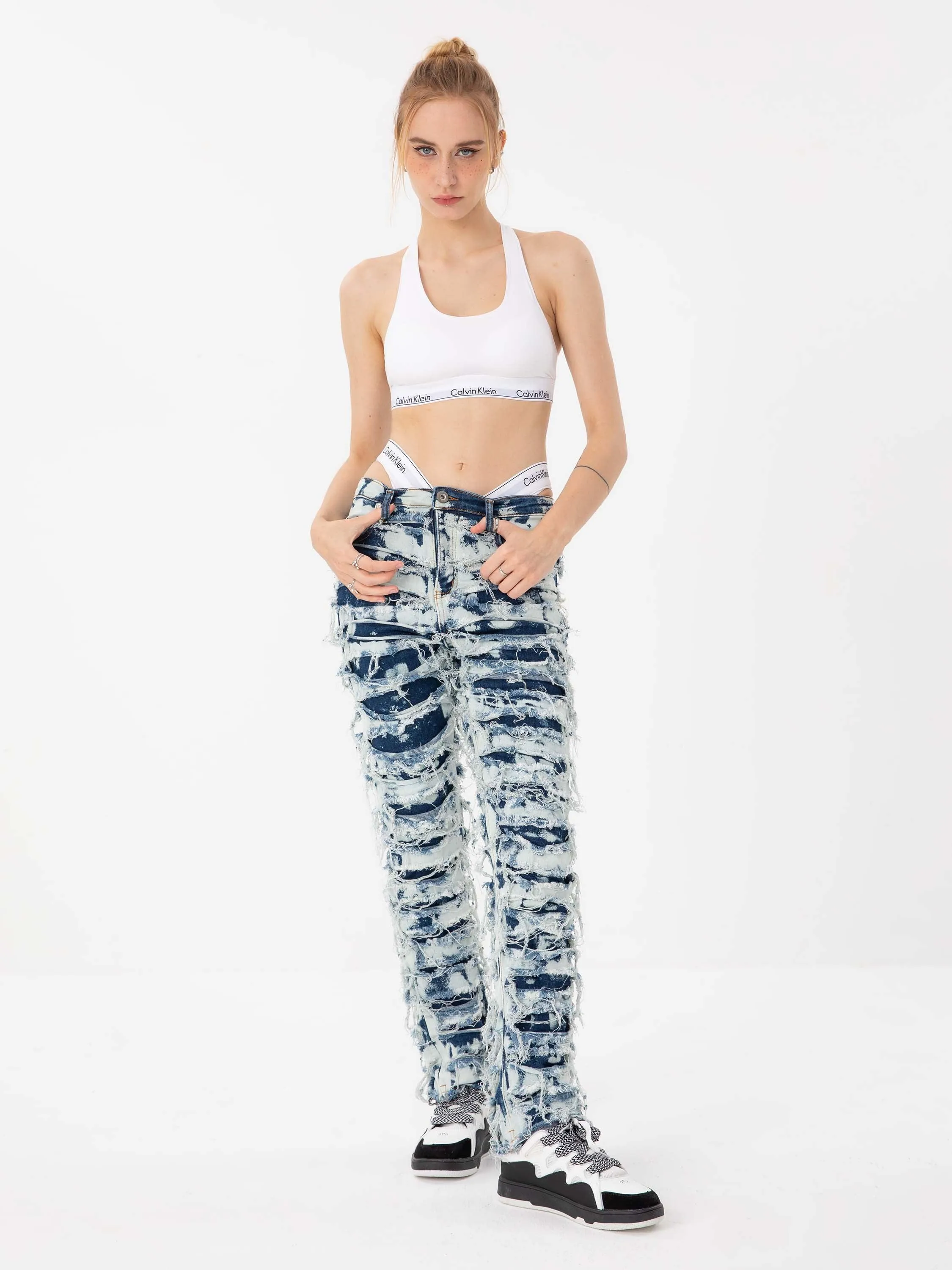 1984 High Street Old Washed Slim Fit Jeans Pants - 1492