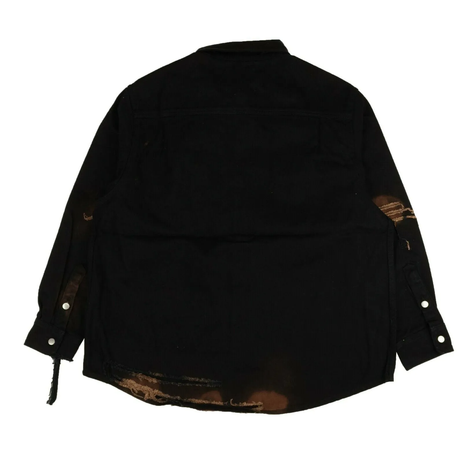 424 On Fairfax Distressed Workwear Denim Shirt - Black