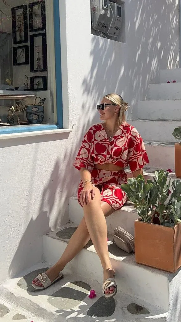 Abilene Wrap Skirt - Red / White