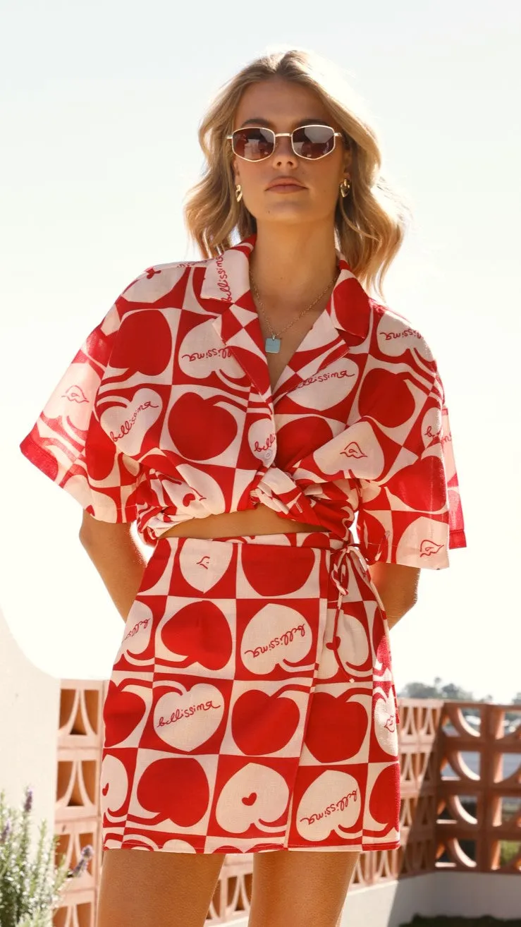 Abilene Wrap Skirt - Red / White