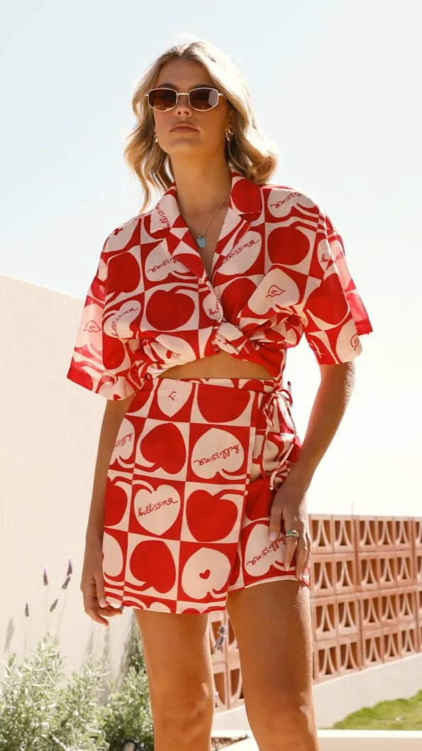 Abilene Wrap Skirt - Red / White