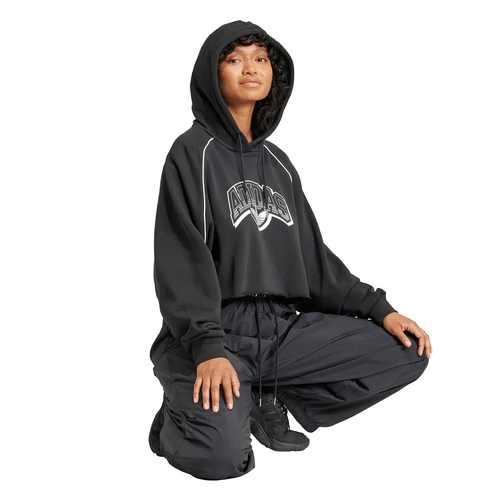 adidas Womens CS Cropped Hoodie - Black