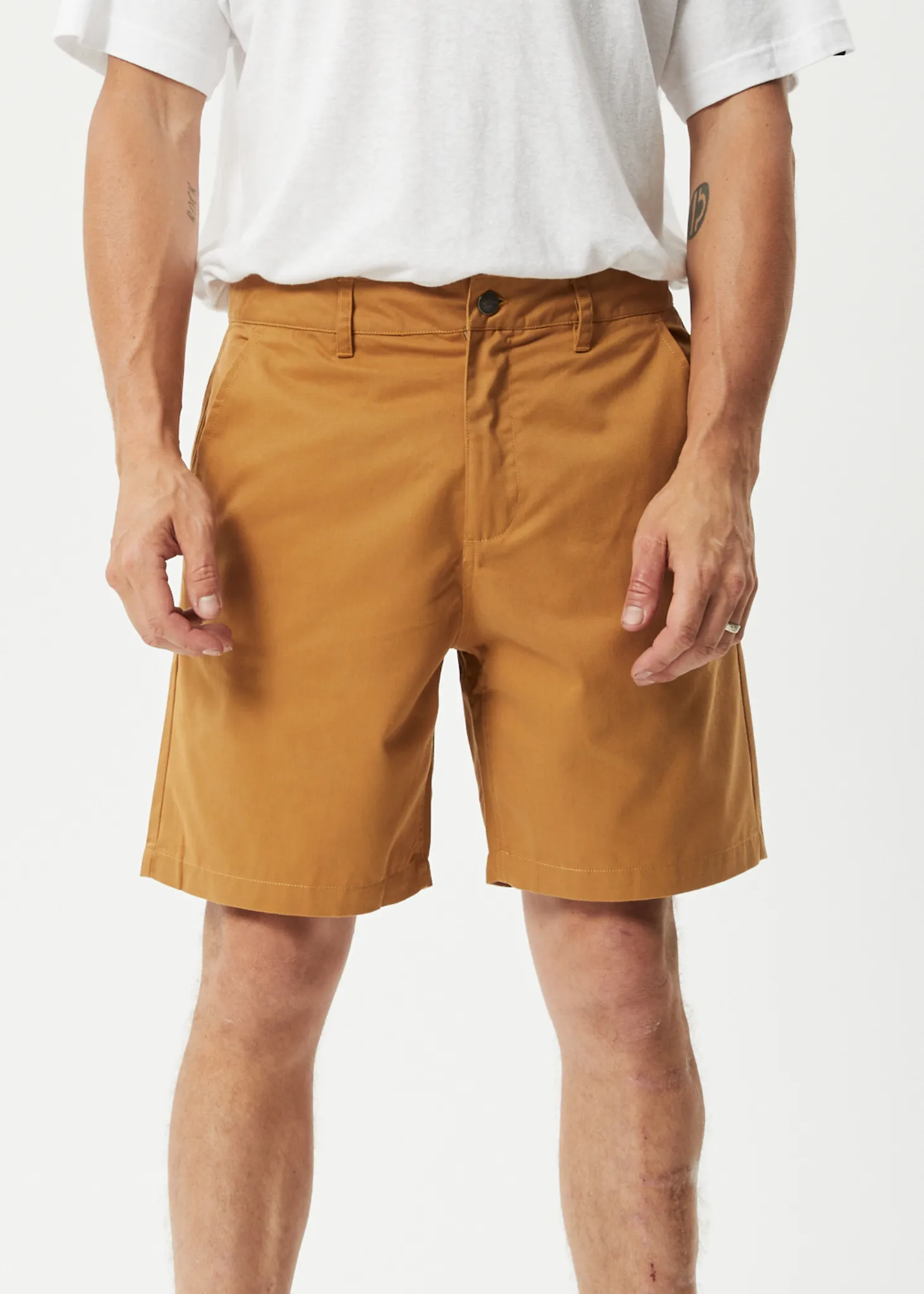 AFENDS Mens Ninety Twos - Chino Shorts - Chestnut