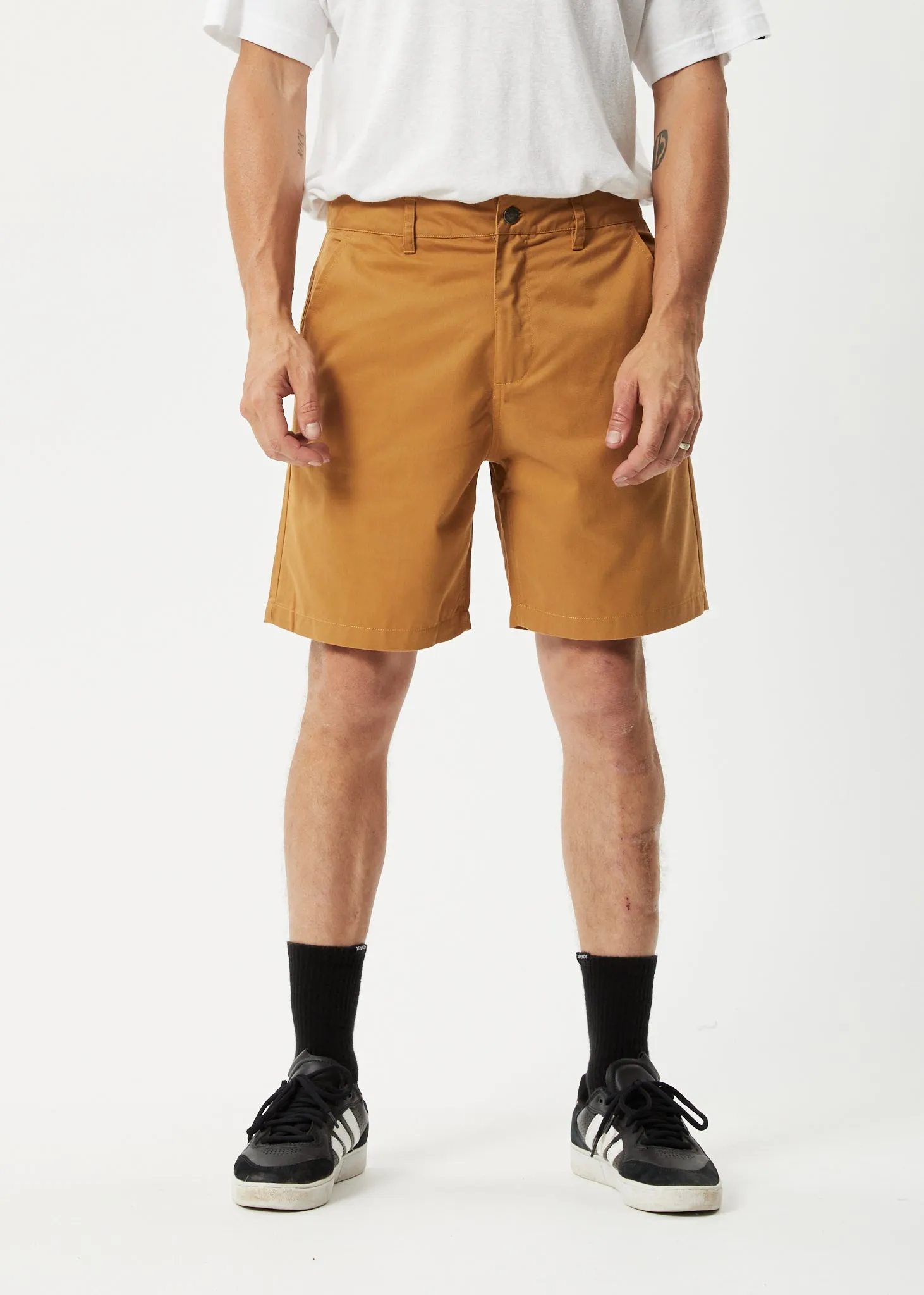 AFENDS Mens Ninety Twos - Chino Shorts - Chestnut