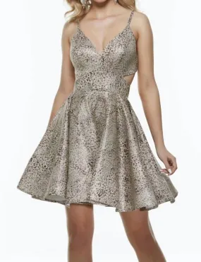 Alyce Paris - Animal Print Cutout Dress