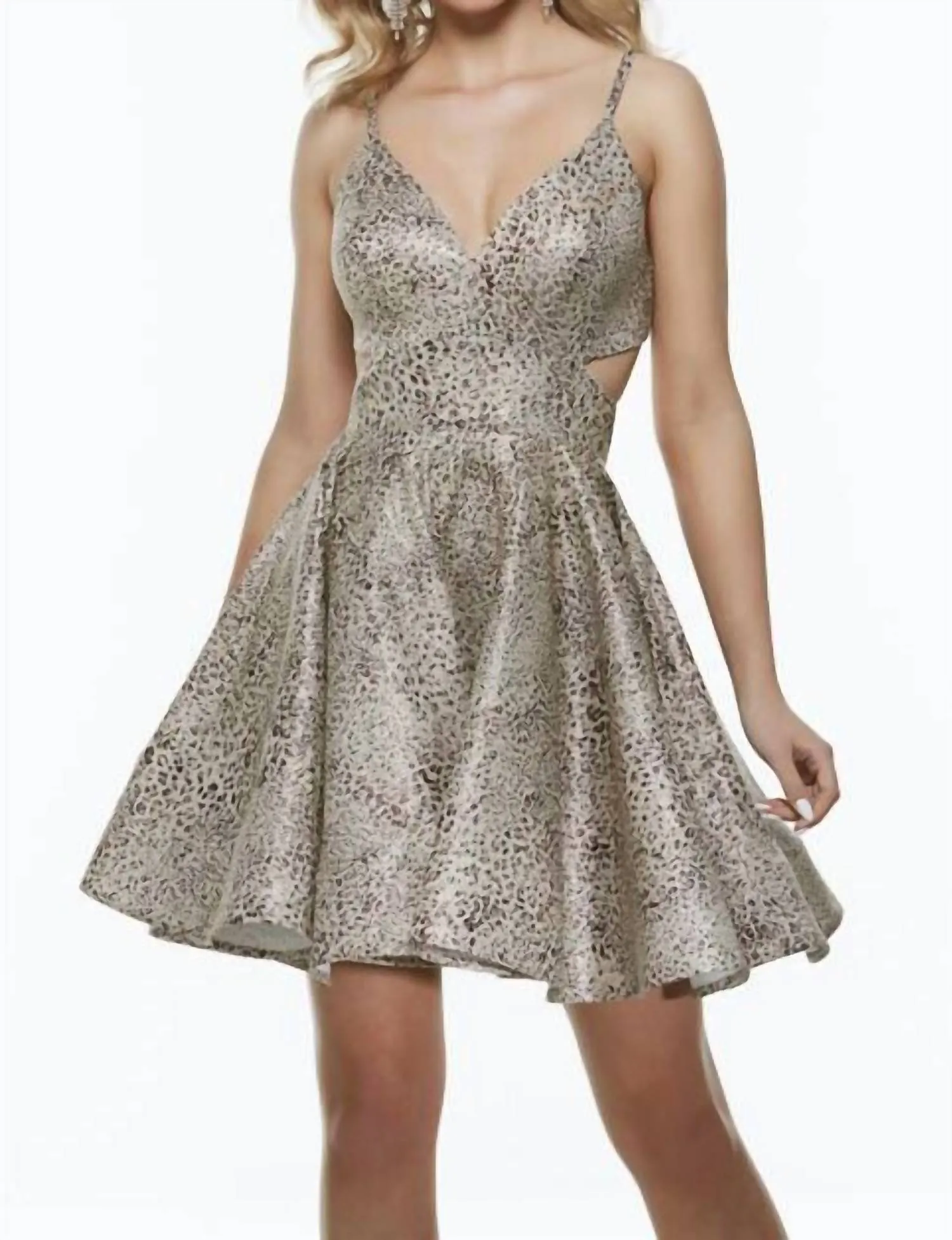 Alyce Paris - Animal Print Cutout Dress