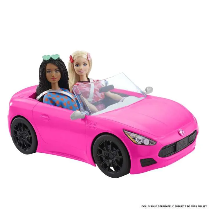 Barbie Pink Convertible 2-Seater Vehicle With Rolling Wheels, For 3 To 7 Year Olds