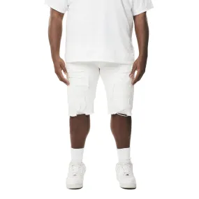 Big and Tall - Distressed Rip & Repair Jean Shorts - White