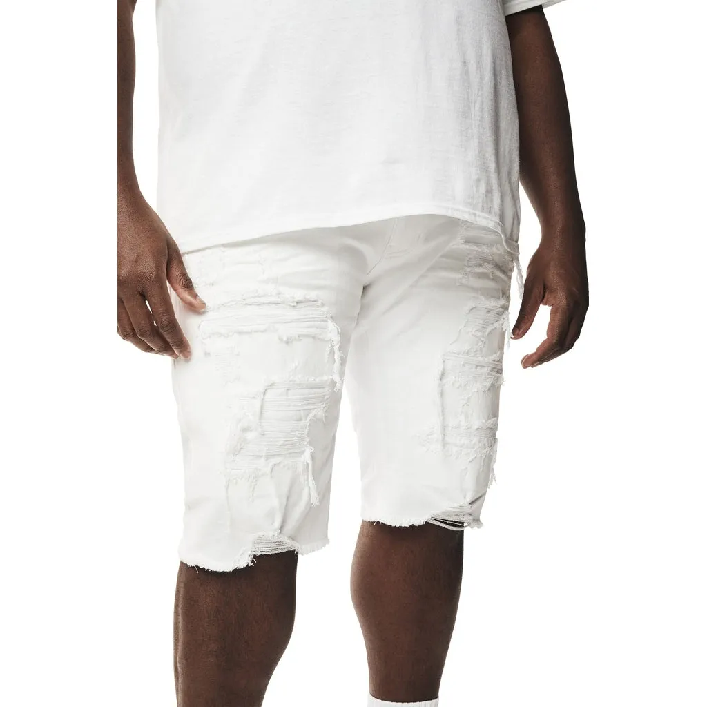 Big and Tall - Distressed Rip & Repair Jean Shorts - White