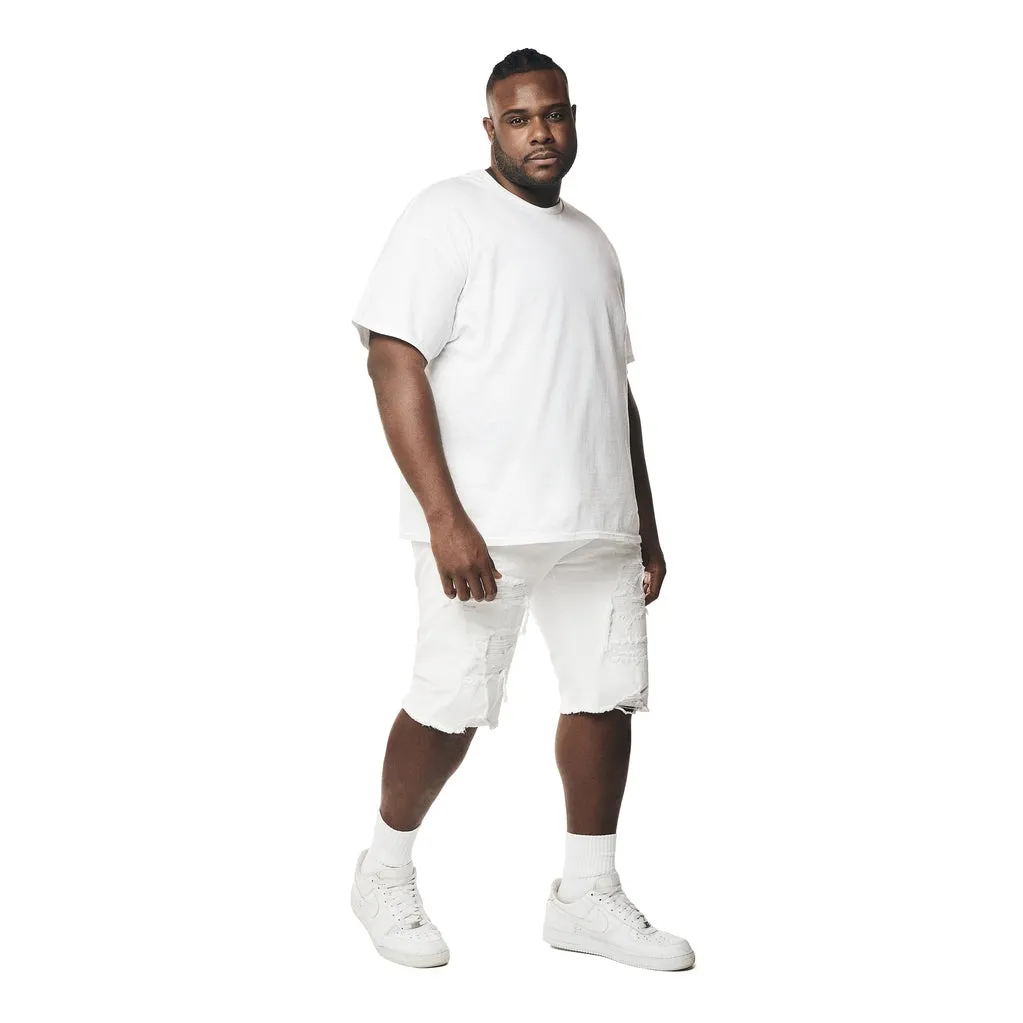 Big and Tall - Distressed Rip & Repair Jean Shorts - White