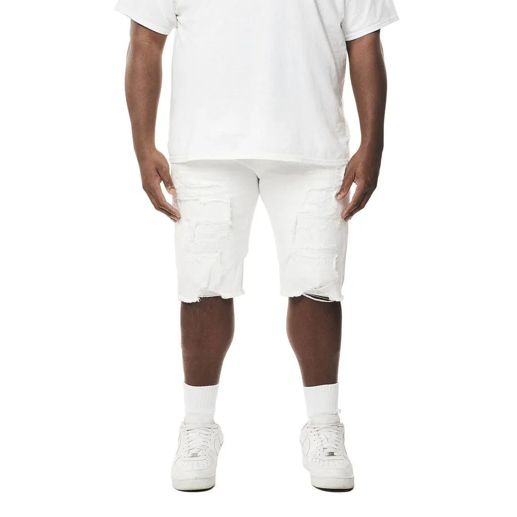 Big and Tall - Distressed Rip & Repair Jean Shorts - White
