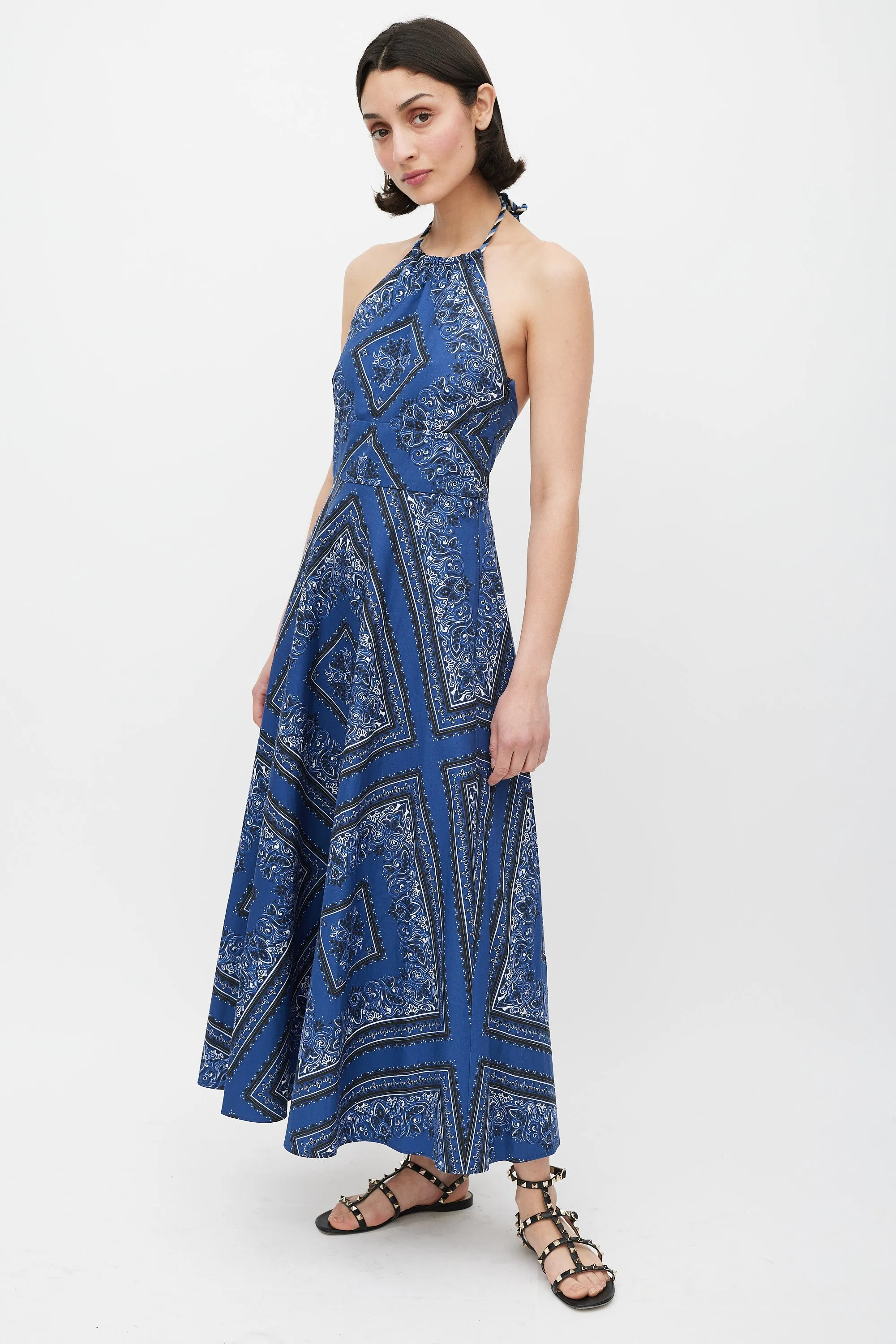 Blue & Multi Printed A-Line Dress