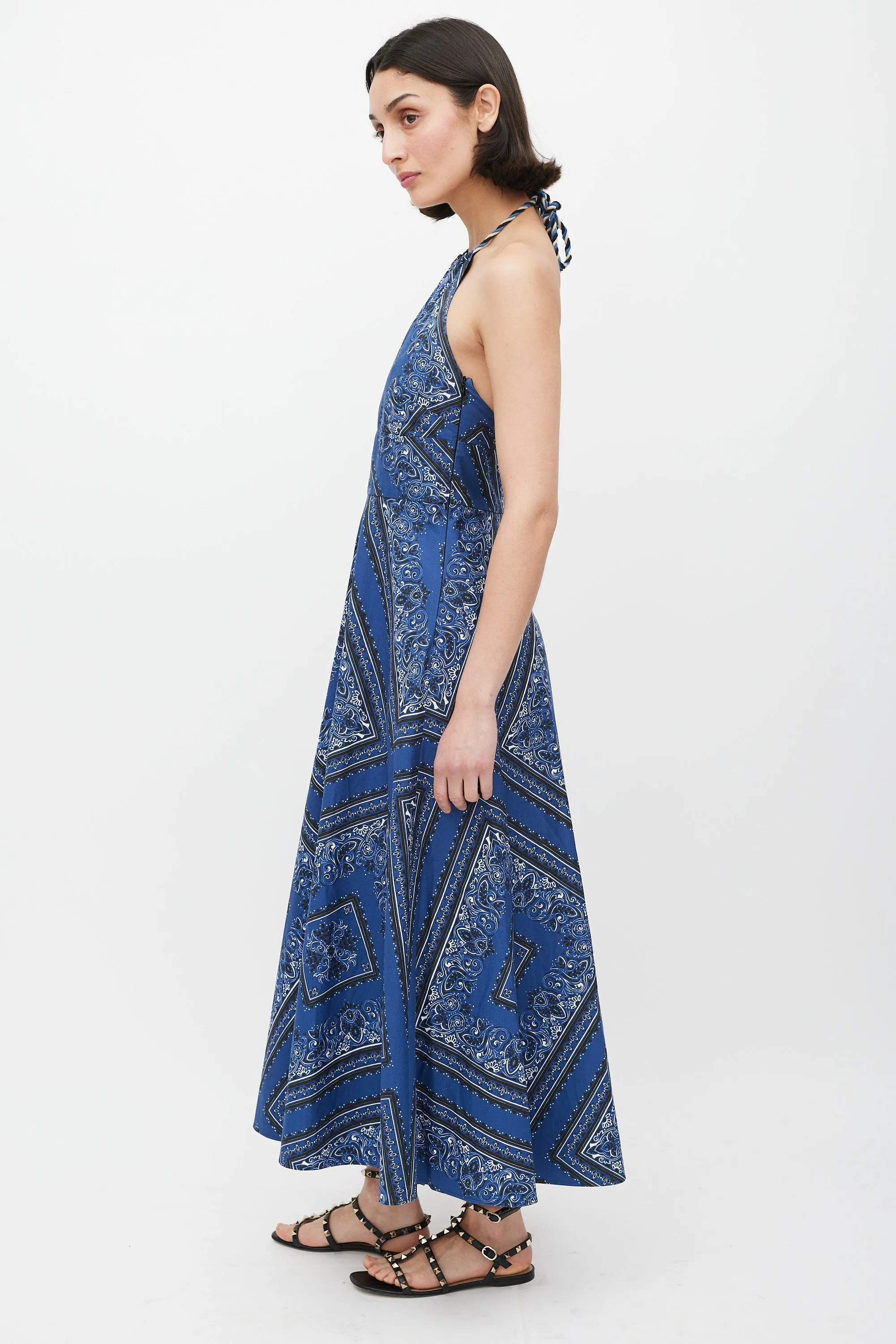 Blue & Multi Printed A-Line Dress