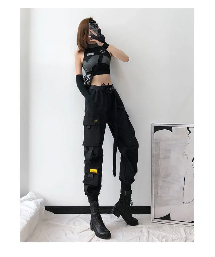 Cargo Pants Buckle Ribbon Pocket