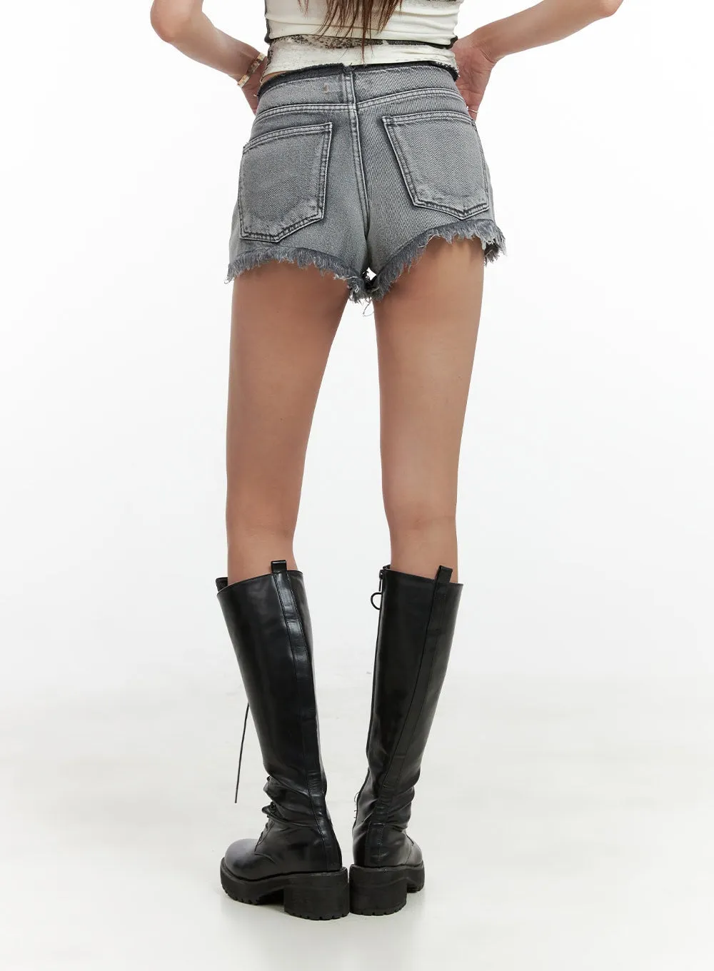 Distressed Washed Denim Shorts CL404