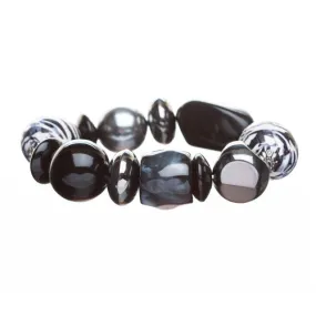 Fashion Beautiful Multi Beads Zebra Animal Print Stretch Bracelet White Black