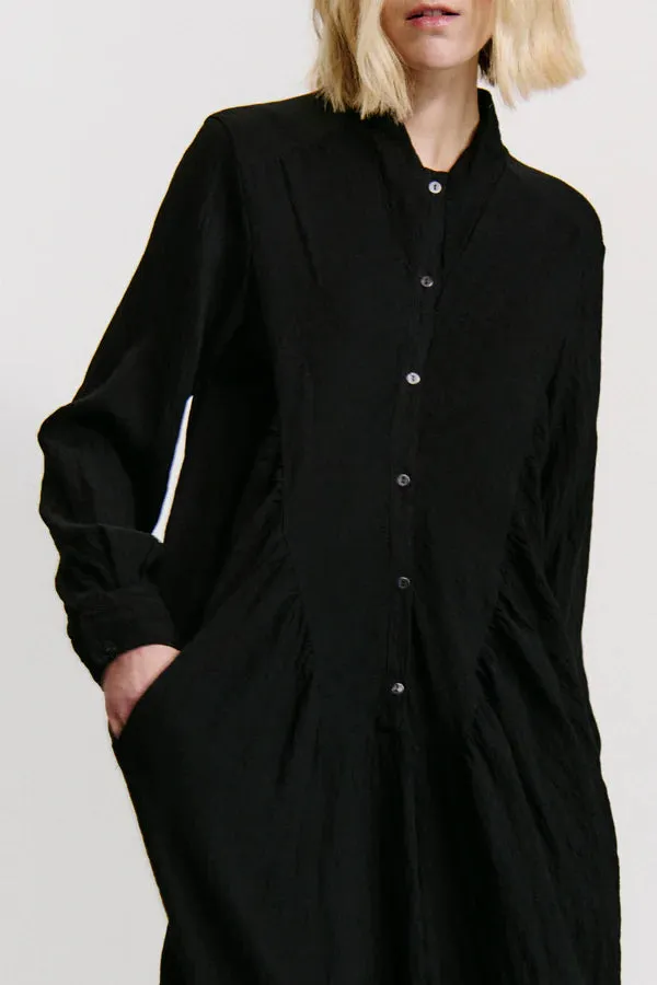 Long flared dress in viscose - Black