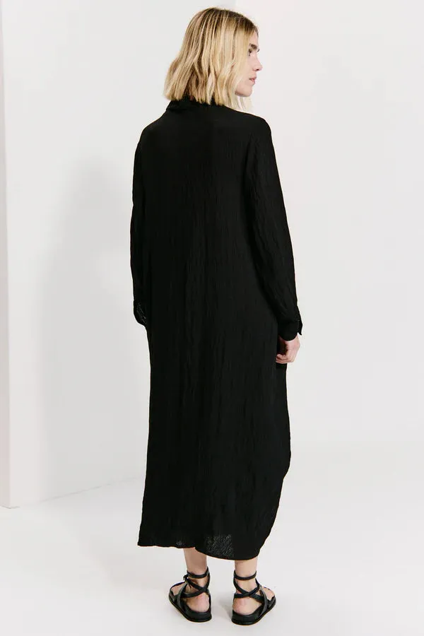 Long flared dress in viscose - Black