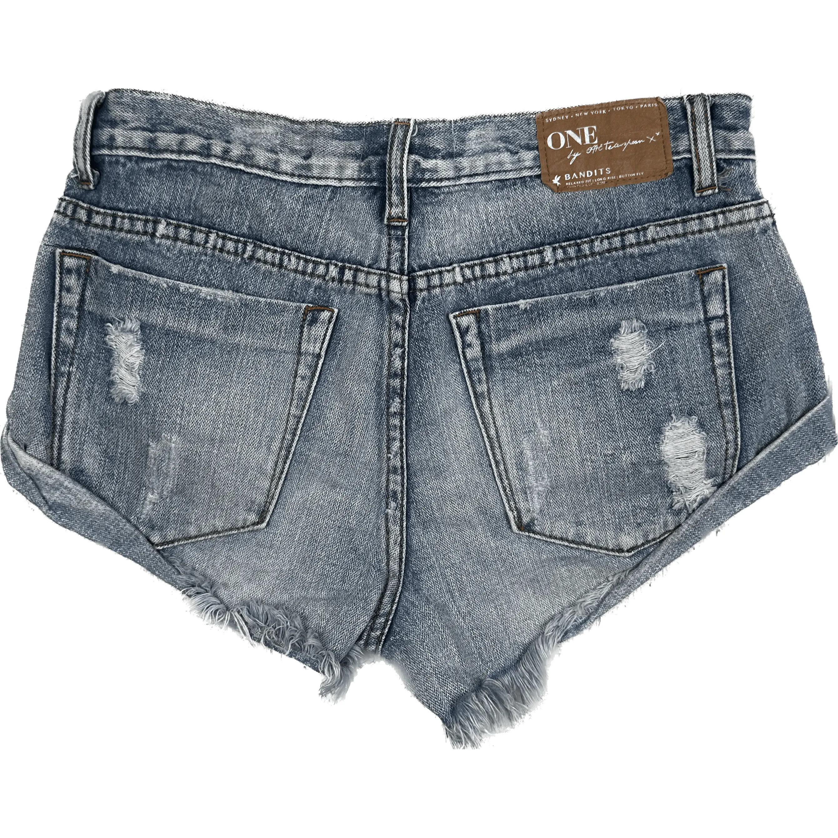 One Teaspoon 'Bandits' Destroyed Denim Shorts  - Size 26" or 8AU