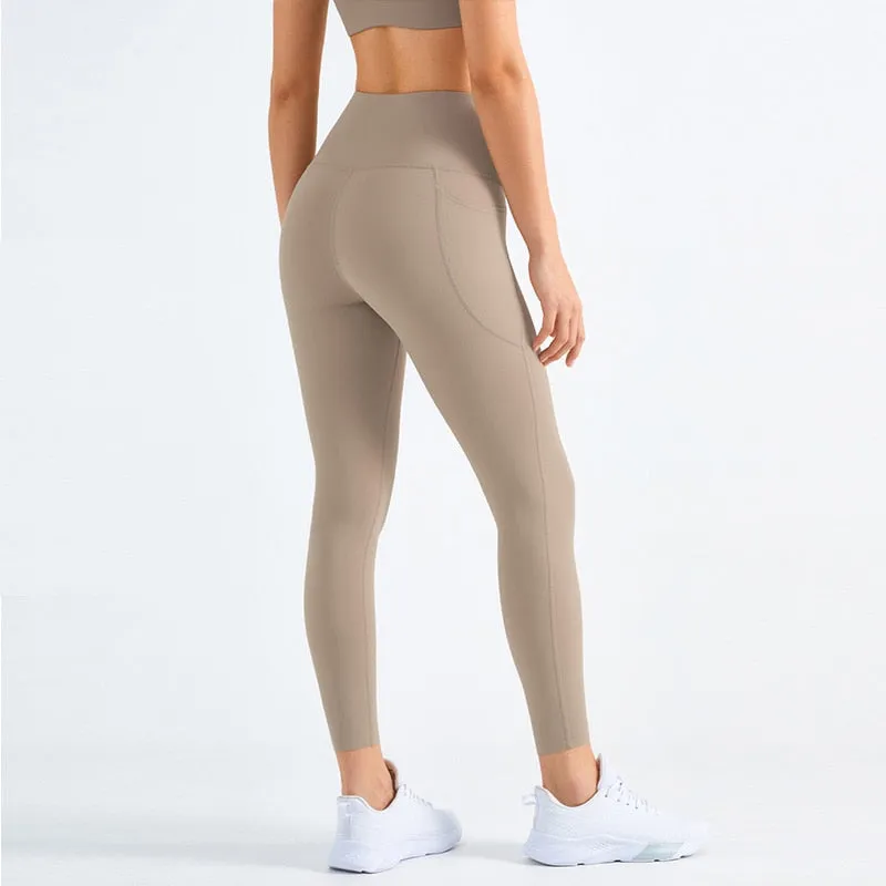 Side Pockets Yoga Pants High Waist Gym Pants Anti-Rolling Track Sports Tight Woman Legin Gym Legging For Women