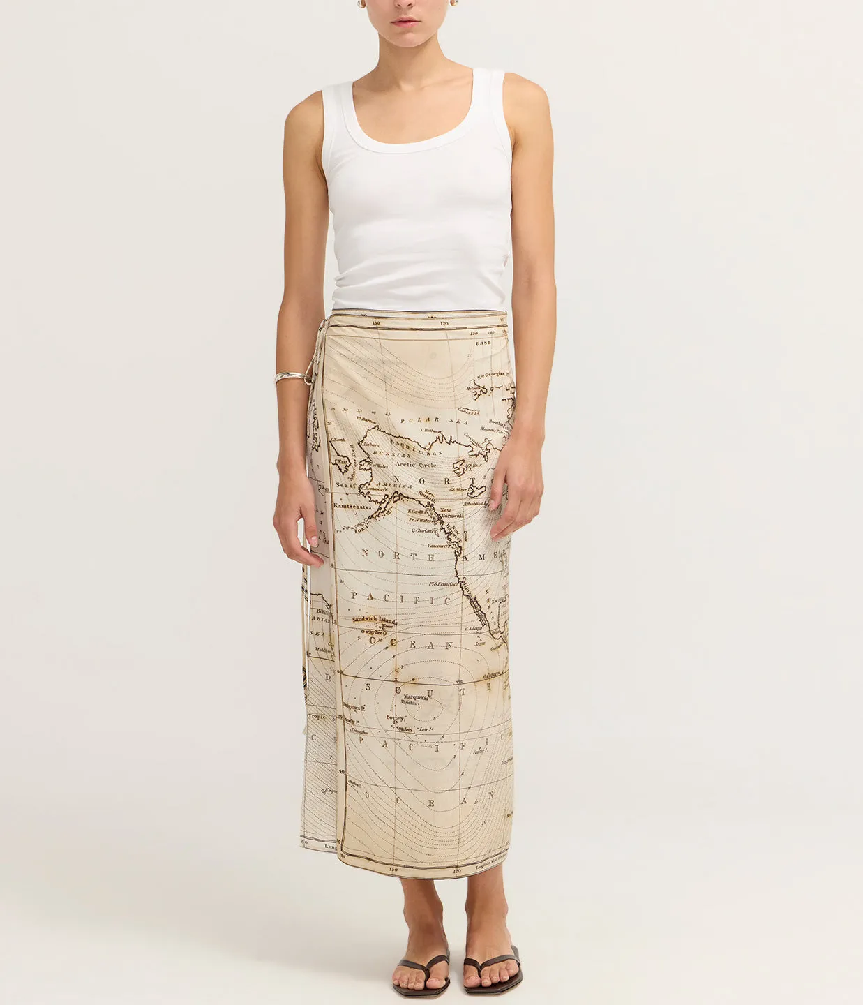 Silk Wrap Tie Skirt in Atlas