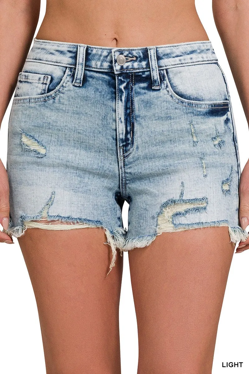 Vintage Wash Stretchy Cut Offs