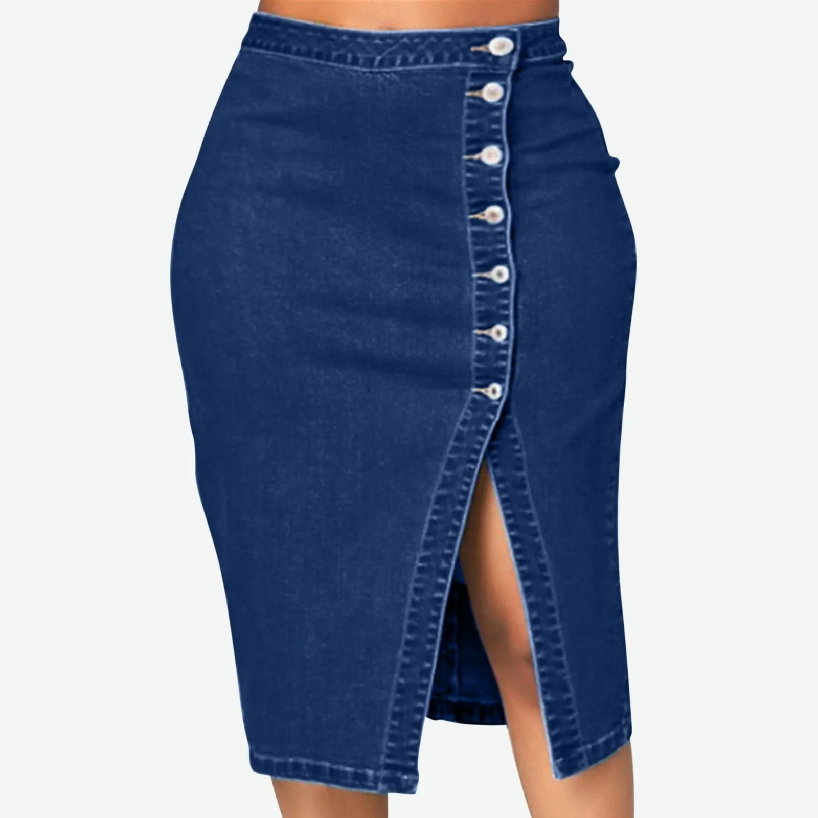 Wenkouban  Vintage Jeans Skirts Women Summer 2022 New Style Split Ripped Fashionable Sexy Button Long Retro Old Bag Hip Skirt Denim Skirt