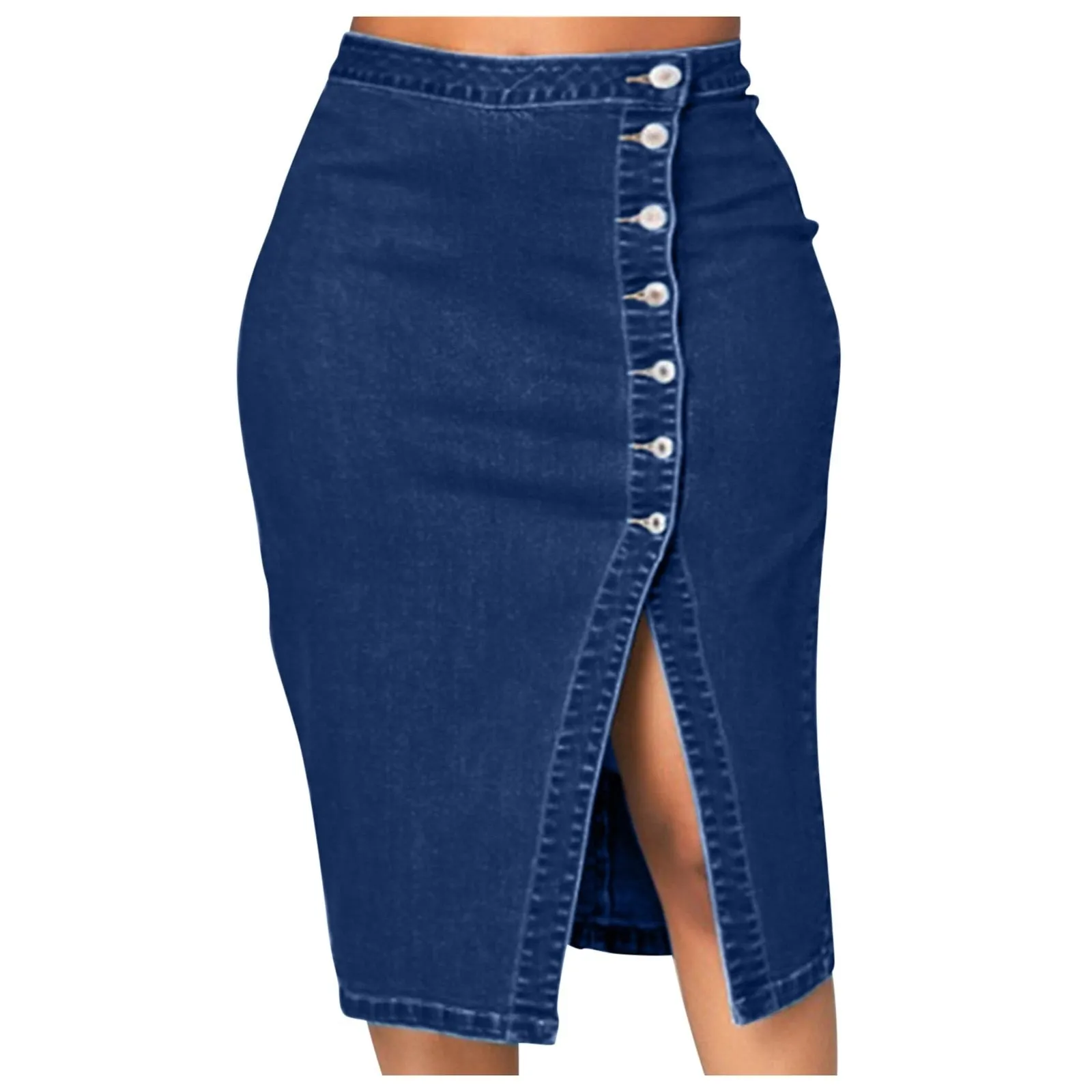 Wenkouban  Vintage Jeans Skirts Women Summer 2022 New Style Split Ripped Fashionable Sexy Button Long Retro Old Bag Hip Skirt Denim Skirt
