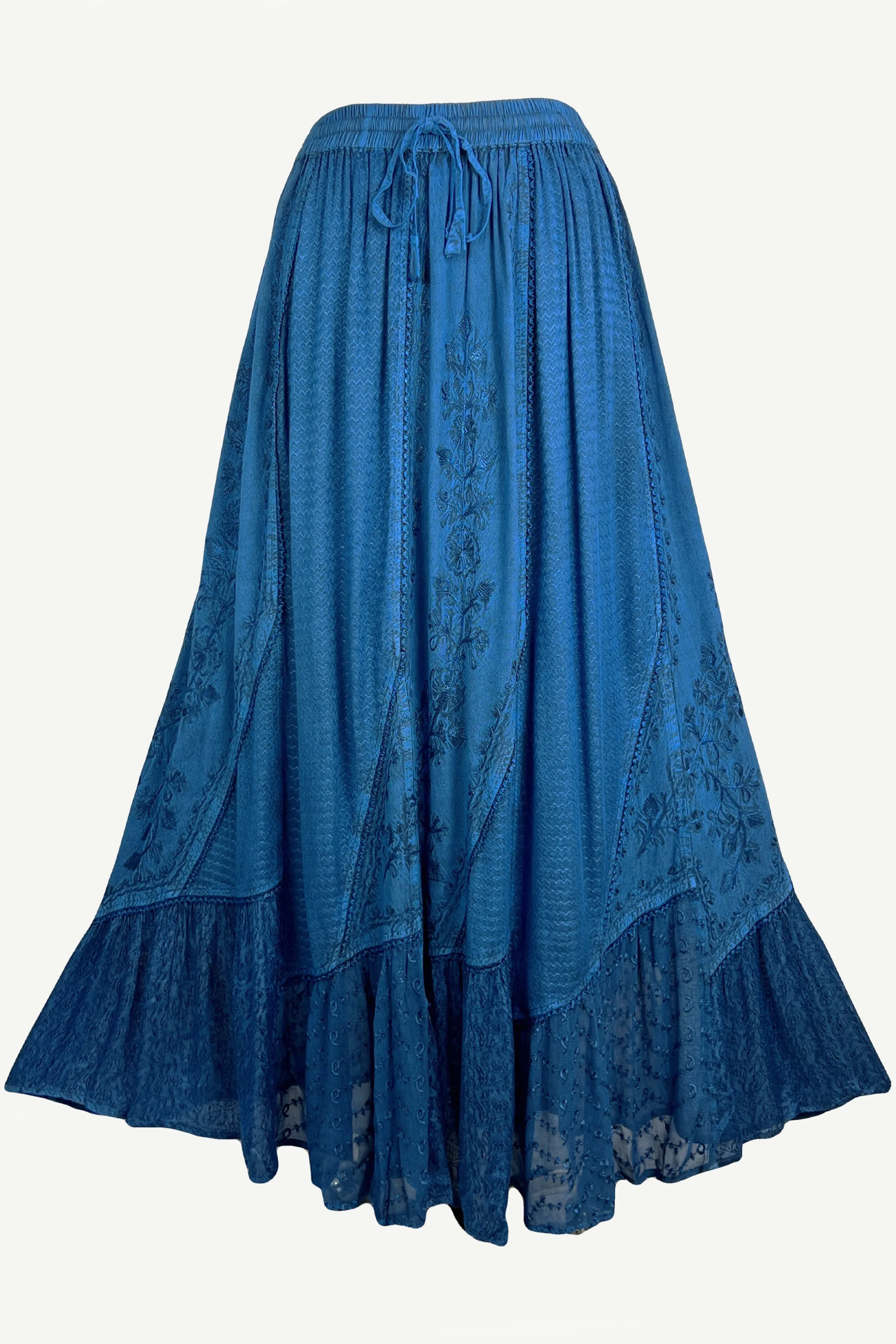Women's Boho 954 SKT Medieval Flared Hem A Line Embroidered Long Maxi Skirt