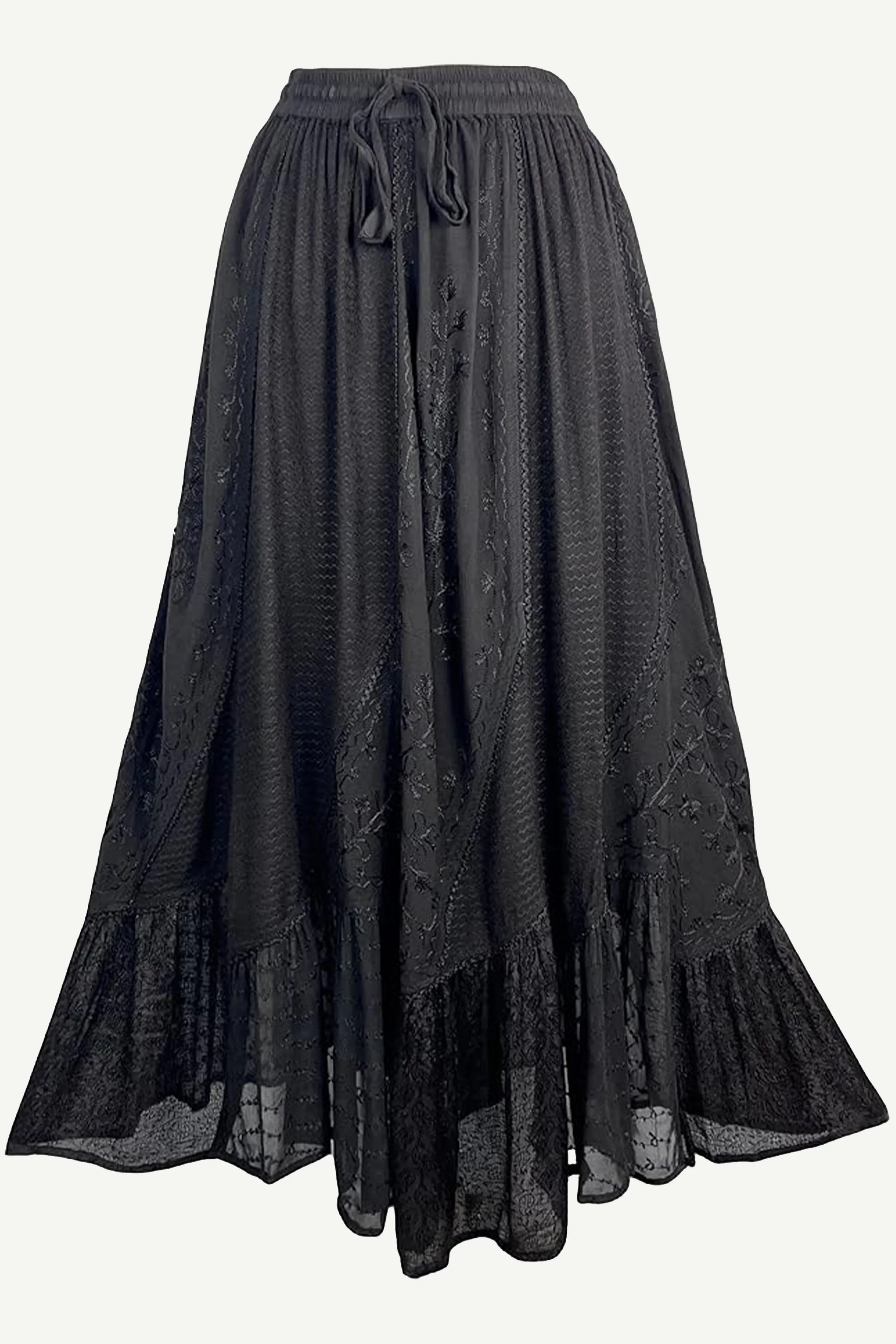 Women's Boho 954 SKT Medieval Flared Hem A Line Embroidered Long Maxi Skirt