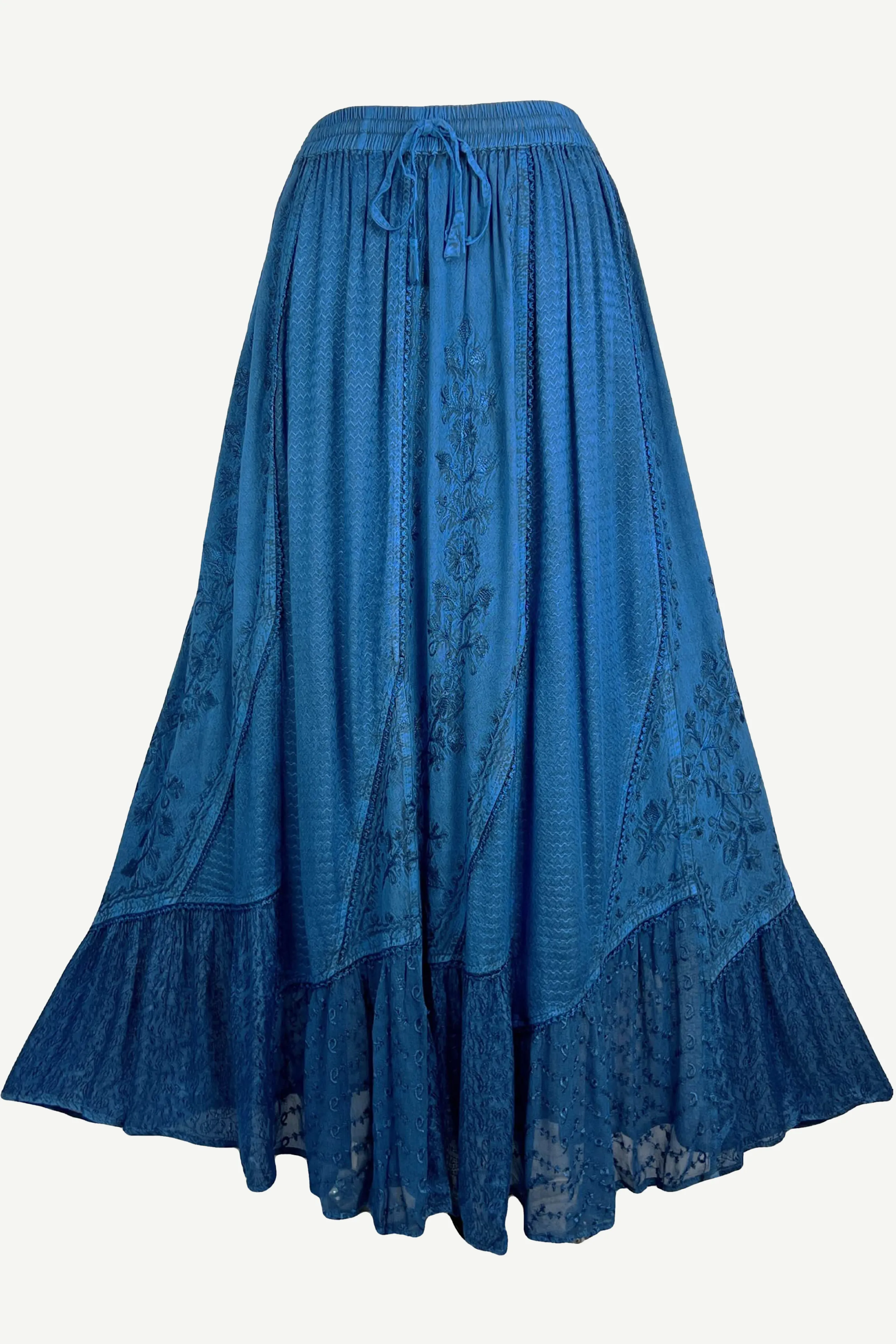 Women's Boho 954 SKT Medieval Flared Hem A Line Embroidered Long Maxi Skirt