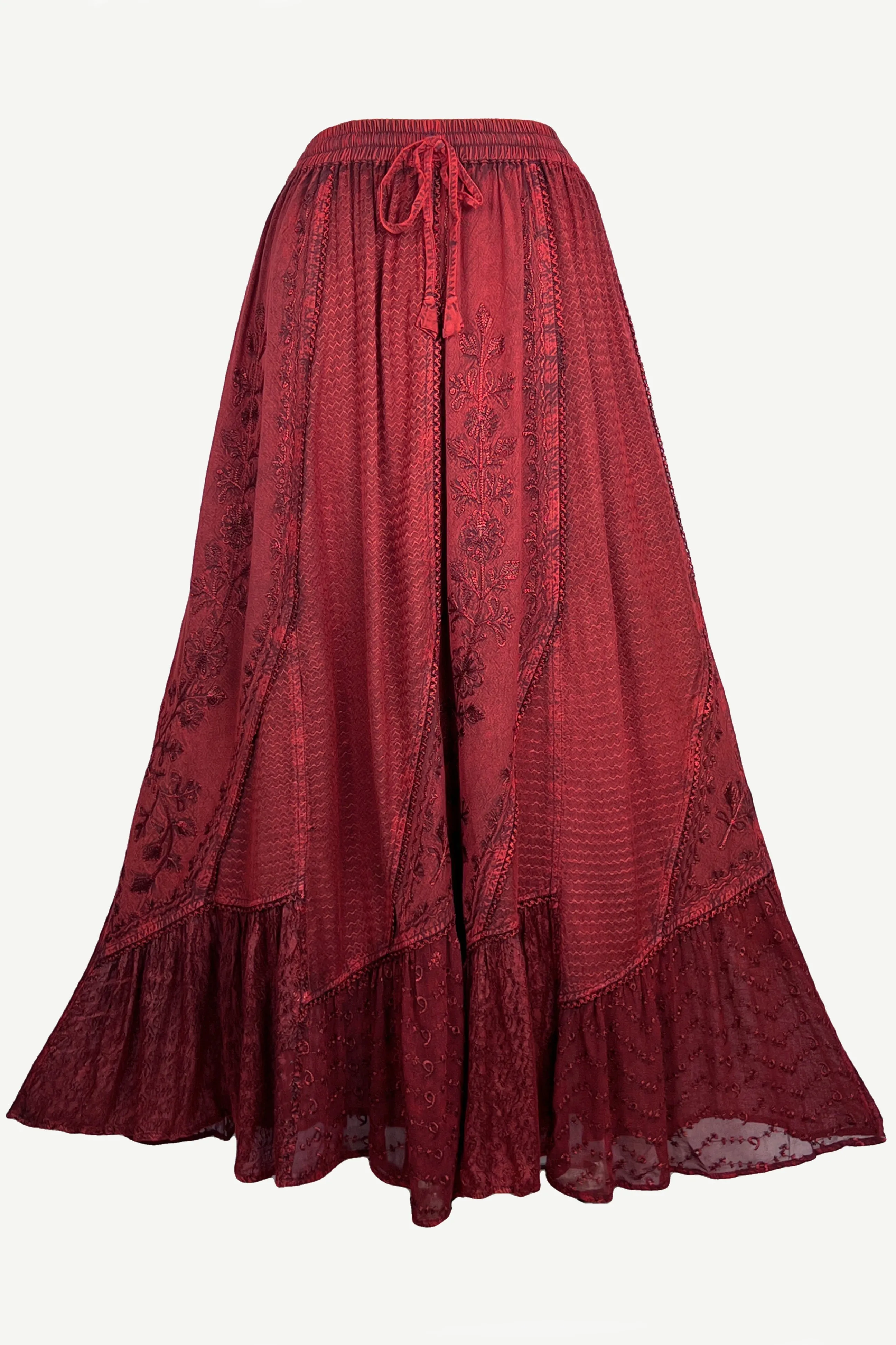 Women's Boho 954 SKT Medieval Flared Hem A Line Embroidered Long Maxi Skirt